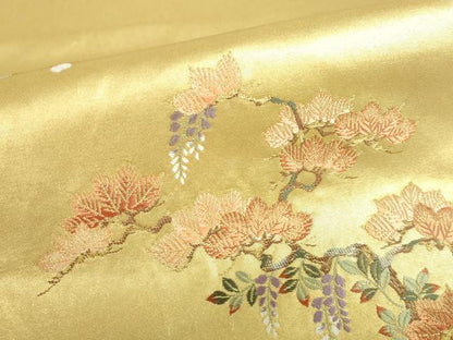 平和屋本店●太鼓柄袋帯　唐織　孔雀絵文　金泥箔　本金箔　正絹　逸品　DABI5513op