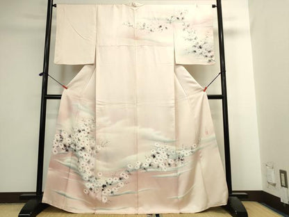 平和屋着物▼訪問着　作家物　手描き　菊　暈し染め　正絹　逸品　DABI5526op