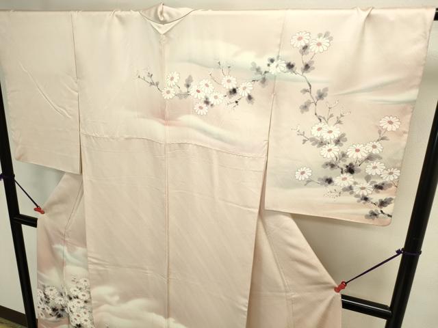平和屋着物▼訪問着　作家物　手描き　菊　暈し染め　正絹　逸品　DABI5526op