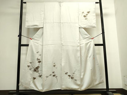 平和屋着物▼訪問着　作家物　手描き　南天蔦の葉文　金彩　正絹　逸品　DABI5527op