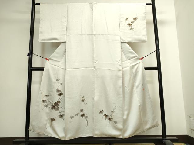平和屋着物▼訪問着　作家物　手描き　南天蔦の葉文　金彩　正絹　逸品　DABI5527op