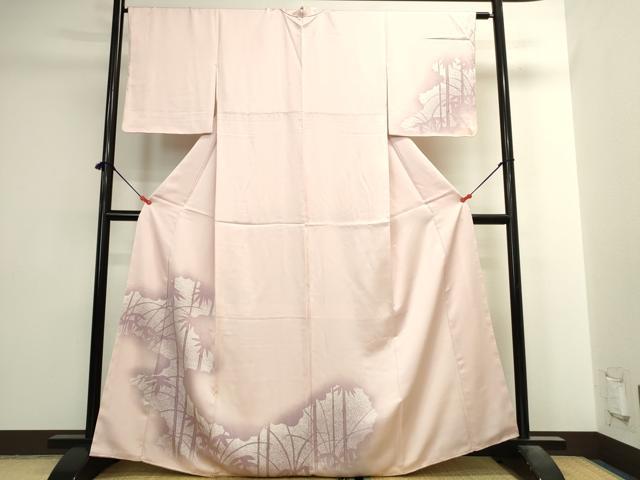 平和屋着物▼訪問着　笹竹文　シルエット　暈し染め　正絹　逸品　未使用　DABI5528op