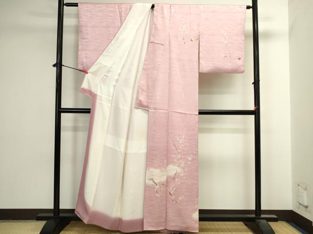 平和屋着物▼訪問着　枝梅　暈し染め　正絹　逸品　DABI5529op
