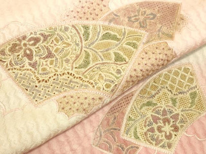 平和屋着物▼中国三大刺繍　スワトウ刺繍　汕頭刺繍　総刺繍　訪問着　地紙花文　暈し染め　金彩　正絹　逸品　DABI5531op