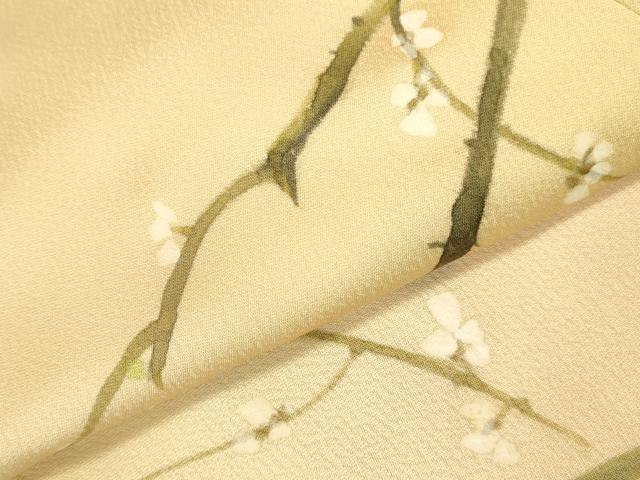 平和屋着物▼上質な小紋　手描き　枝花　暈し染め　正絹　逸品　DABI5535op