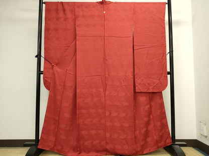 平和屋着物●豪華振袖　舞扇地紋　弁柄色　正絹　逸品　DABI5536op