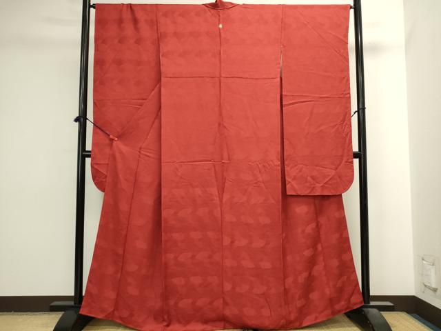 平和屋着物●豪華振袖　舞扇地紋　弁柄色　正絹　逸品　DABI5536op
