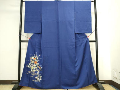 平和屋着物▼訪問着　総刺繍　草花　金糸　正絹　逸品　DABI5540op