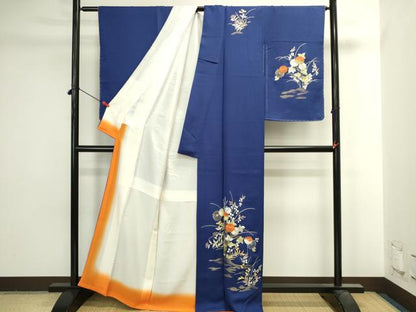 平和屋着物▼訪問着　総刺繍　草花　金糸　正絹　逸品　DABI5540op