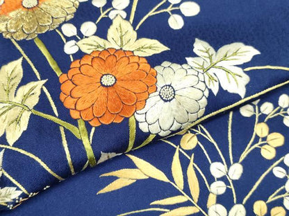 平和屋着物▼訪問着　総刺繍　草花　金糸　正絹　逸品　DABI5540op