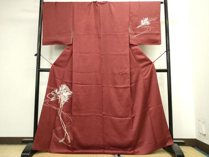 平和屋着物▼中国三大刺繍　相良刺繍　総刺繍　訪問着　扇面花文　正絹　逸品　DABI5542op