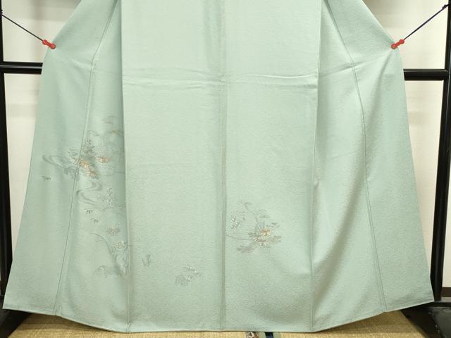 平和屋着物●中国三大刺繍　スワトウ刺繍　汕頭刺繍　総刺繍　訪問着　風景花松文　金糸　正絹　逸品　DABI5547op