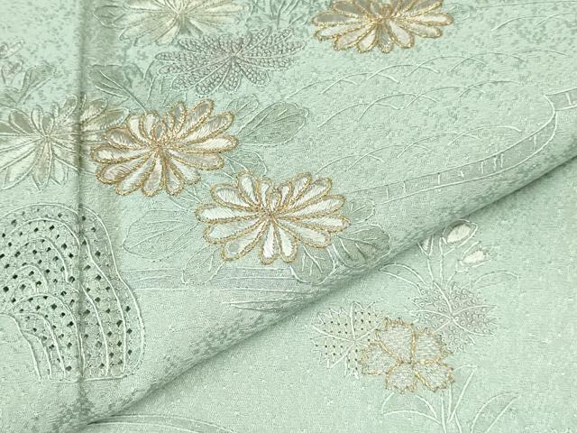 平和屋着物●中国三大刺繍　スワトウ刺繍　汕頭刺繍　総刺繍　訪問着　風景花松文　金糸　正絹　逸品　DABI5547op