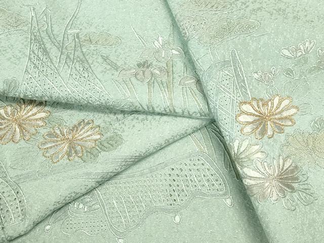 平和屋着物●中国三大刺繍　スワトウ刺繍　汕頭刺繍　総刺繍　訪問着　風景花松文　金糸　正絹　逸品　DABI5547op