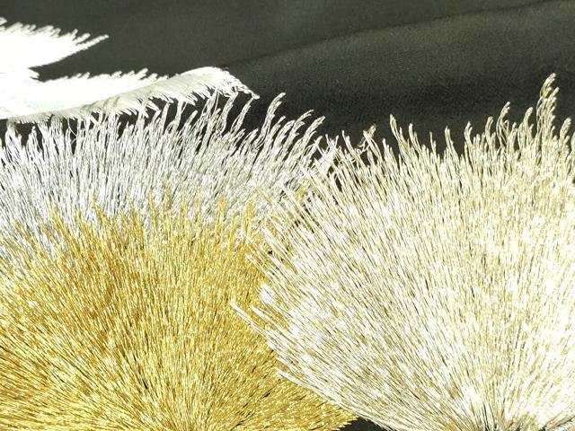 平和屋着物▼豪華黒留袖　総刺繍　孔雀松文　金銀糸　正絹　逸品　DABI5548op