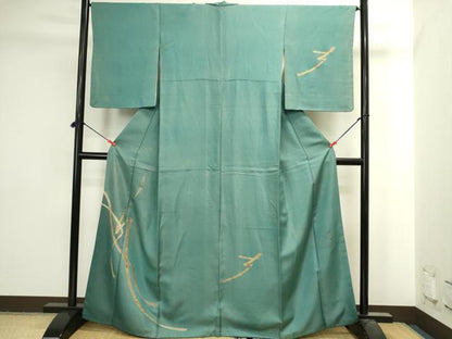 平和屋着物▼訪問着　作家物　鬘帯花文　金彩　金通し地　正絹　逸品　DABI5553op