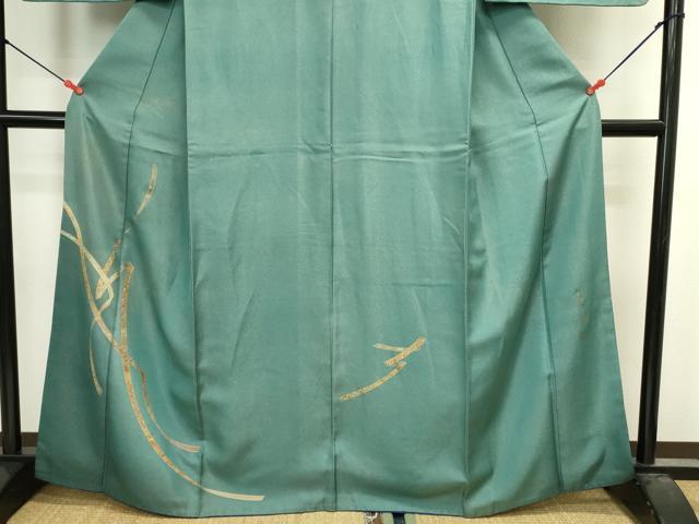 平和屋着物▼訪問着　作家物　鬘帯花文　金彩　金通し地　正絹　逸品　DABI5553op