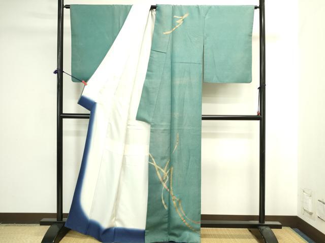 平和屋着物▼訪問着　作家物　鬘帯花文　金彩　金通し地　正絹　逸品　DABI5553op
