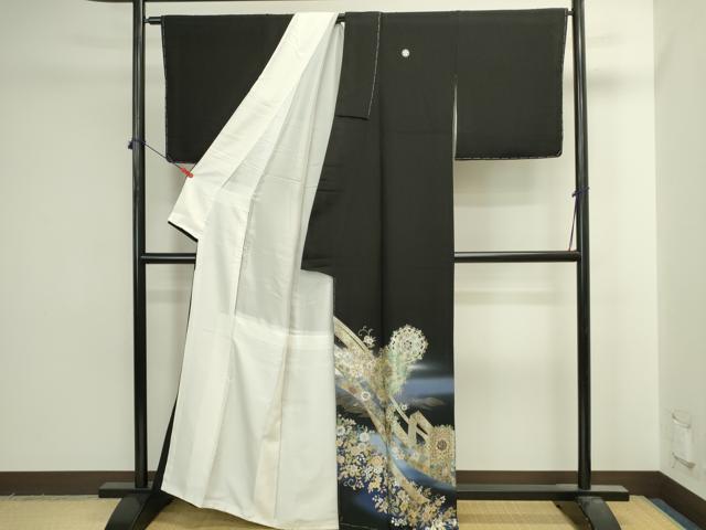平和屋着物●豪華黒留袖　作家物　螺鈿　ラインストーン　熨斗唐草　暈し染め　金銀彩　正絹　逸品　未使用　DABI5555op