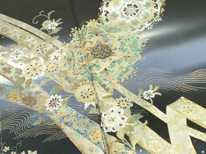 平和屋着物●豪華黒留袖　作家物　螺鈿　ラインストーン　熨斗唐草　暈し染め　金銀彩　正絹　逸品　未使用　DABI5555op