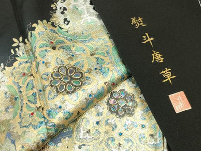 平和屋着物●豪華黒留袖　作家物　螺鈿　ラインストーン　熨斗唐草　暈し染め　金銀彩　正絹　逸品　未使用　DABI5555op