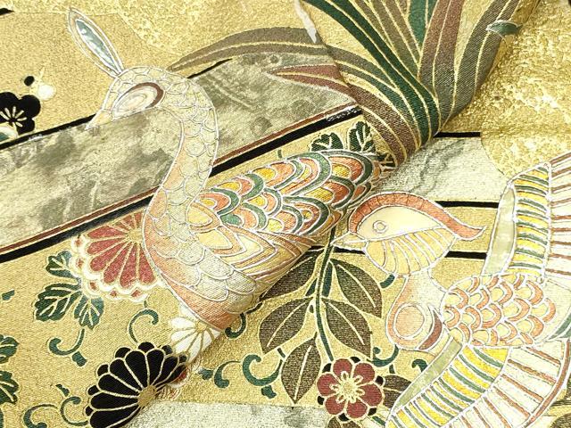 平和屋着物▼豪華黒留袖　作家物　螺鈿　花鳥文　金銀彩　正絹　逸品　DABI5556op