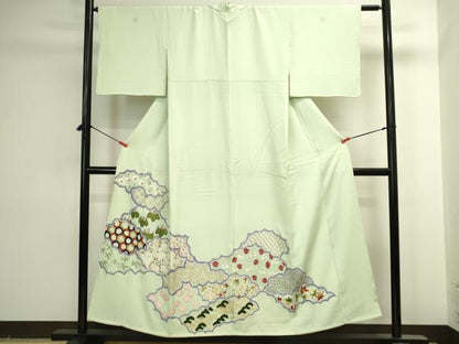 平和屋着物▼豪華色留袖　駒刺繍　総刺繍　雲取吉祥花文　金糸　正絹　逸品　DABI5557op