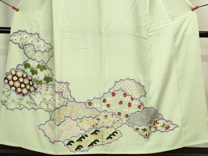 平和屋着物▼豪華色留袖　駒刺繍　総刺繍　雲取吉祥花文　金糸　正絹　逸品　DABI5557op