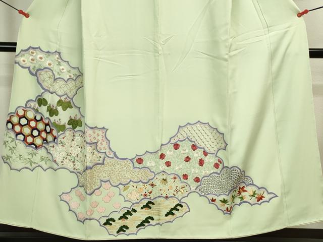 平和屋着物▼豪華色留袖　駒刺繍　総刺繍　雲取吉祥花文　金糸　正絹　逸品　DABI5557op