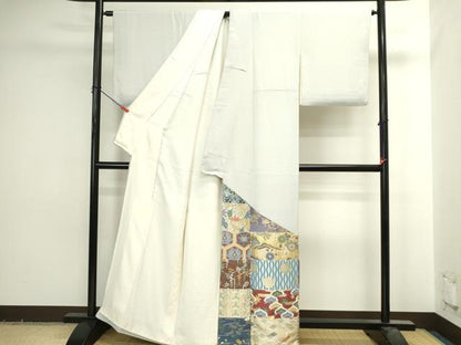 平和屋着物▼豪華色留袖　寿光織　横段吉祥花文　金銀糸　正絹　逸品　DABI5558op