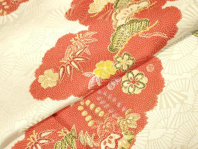 平和屋着物▼上質な小紋　雲取花文　金通し地　正絹　逸品　DABI5561op