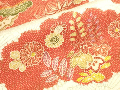 平和屋着物▼上質な小紋　雲取花文　金通し地　正絹　逸品　DABI5561op