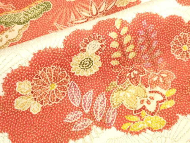 平和屋着物▼上質な小紋　雲取花文　金通し地　正絹　逸品　DABI5561op