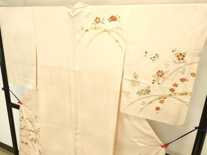 平和屋着物●銀座きしや　訪問着　駒刺繍　芝花文　金彩　正絹　逸品　DABI5564op