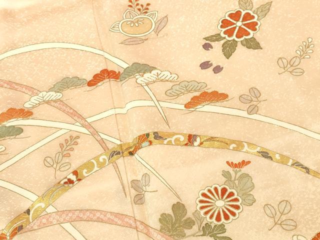 平和屋着物●銀座きしや　訪問着　駒刺繍　芝花文　金彩　正絹　逸品　DABI5564op