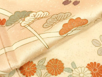 平和屋着物●銀座きしや　訪問着　駒刺繍　芝花文　金彩　正絹　逸品　DABI5564op