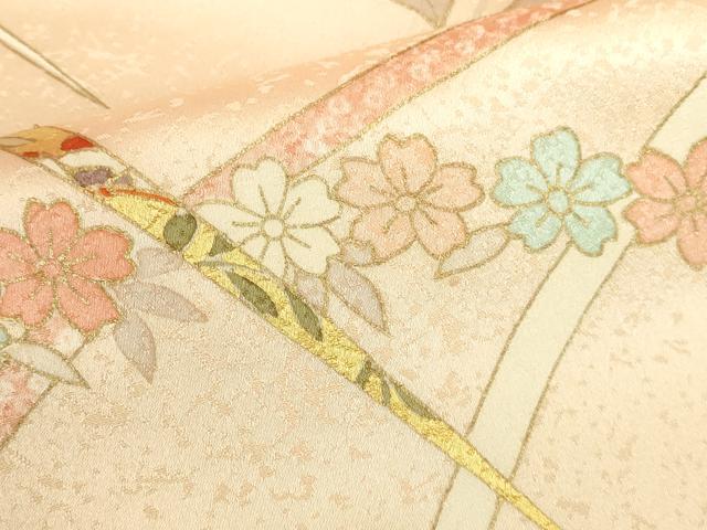 平和屋着物●銀座きしや　訪問着　駒刺繍　芝花文　金彩　正絹　逸品　DABI5564op