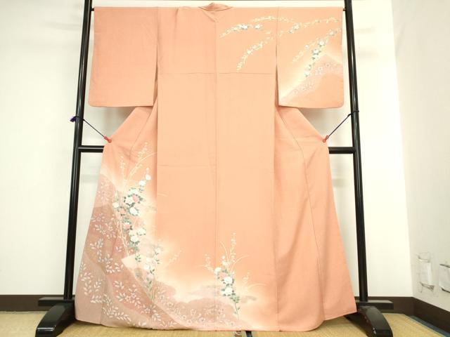 平和屋着物●訪問着　絞り　草花　暈し染め　金彩　正絹　逸品　DABI5567op