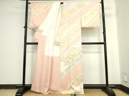 平和屋着物●訪問着　駒刺繍　雪輪花文　暈し染め　金彩　正絹　逸品　DABI5568op