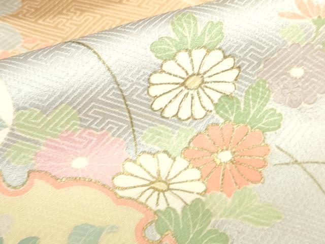 平和屋着物●訪問着　駒刺繍　雪輪花文　暈し染め　金彩　正絹　逸品　DABI5568op