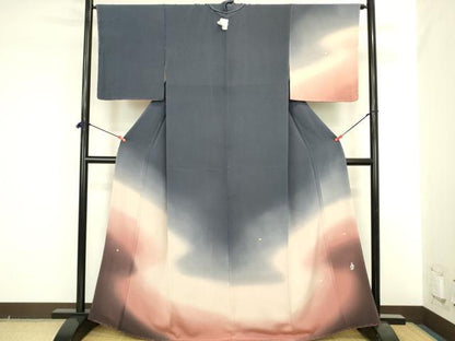 平和屋着物●人形作家・ホリヒロシ　訪問着　箔散らし　暈し染め　金彩　鬼しぼ縮緬　正絹　逸品　DABI5581op