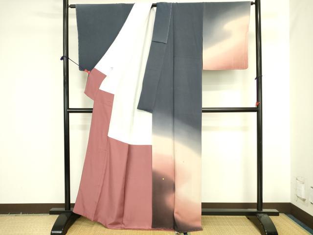 平和屋着物●人形作家・ホリヒロシ　訪問着　箔散らし　暈し染め　金彩　鬼しぼ縮緬　正絹　逸品　DABI5581op