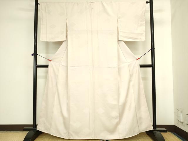 平和屋着物●上質な色無地　菱地紋　薄桜色　正絹　逸品　DABI5582op