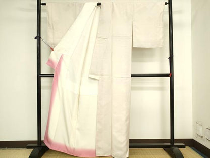 平和屋着物●上質な色無地　菱地紋　薄桜色　正絹　逸品　DABI5582op
