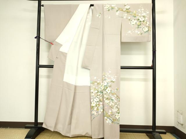 平和屋着物●訪問着　駒刺繍　草花　暈し染め　金彩　正絹　逸品　DABI5588op