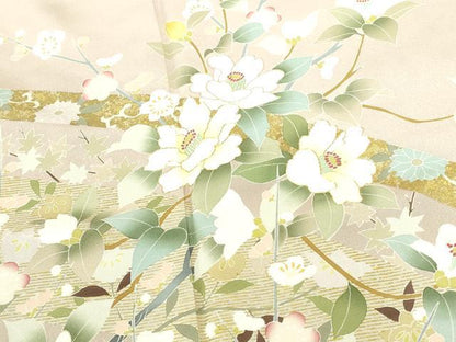 平和屋着物●訪問着　駒刺繍　草花　暈し染め　金彩　正絹　逸品　DABI5588op