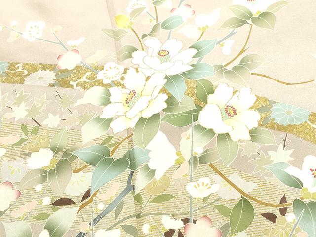 平和屋着物●訪問着　駒刺繍　草花　暈し染め　金彩　正絹　逸品　DABI5588op