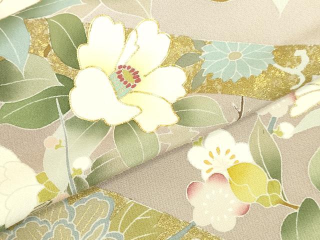 平和屋着物●訪問着　駒刺繍　草花　暈し染め　金彩　正絹　逸品　DABI5588op