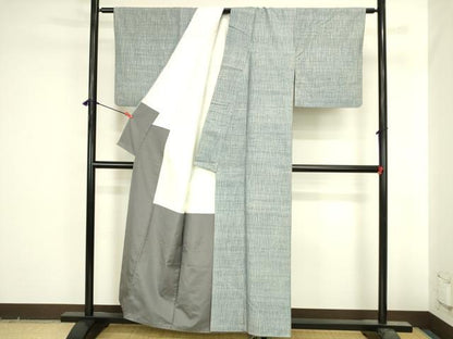 平和屋着物●上質な小紋　紬地　よろけ縞　正絹　逸品　DABI5592op