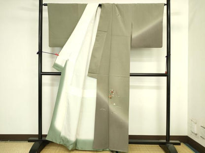 平和屋着物●訪問着　総刺繍　花籠文　暈し染め　金糸　正絹　逸品　DABI5595op
